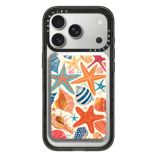 Sea Shells by Grace Andersson | Snappy Cardholder Stand / Snappy Mirror Cardholder Stand MagSafe Compatible / Silver | Image 1