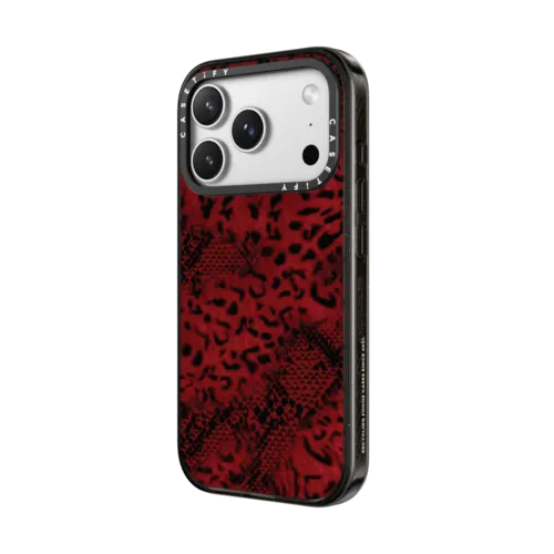 Dark Red Leopard | iPhone 17 Pro Max / Impact Case MagSafe Compatible / Black | Image 2