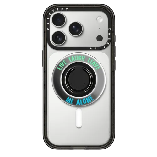 Live Laugh Leave | Snappy Ring Holder / Snappy Mirror Ring Holder MagSafe Compatible / Silver | Image 1