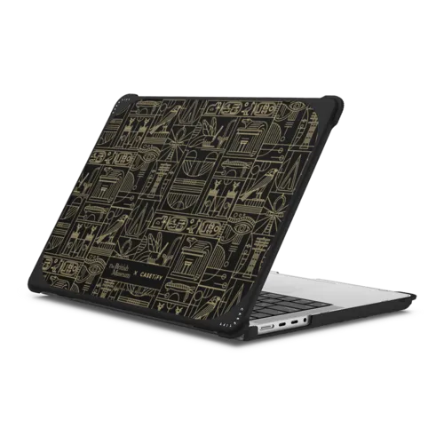 Ancient Egypt Pattern Laptop Case | MacBook Pro 14-inch (M1 - M5) / MacBook Bounce Case / Black | Image 1
