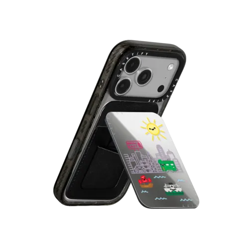 Hong Kong Skyline | Snappy Cardholder Stand / Snappy Mirror Cardholder Stand MagSafe Compatible / Silver | Image 3