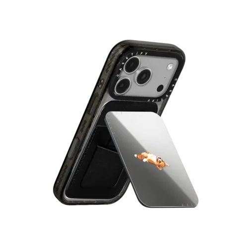 Chillin' Corgi | Snappy Cardholder Stand / Snappy Mirror Cardholder Stand MagSafe Compatible / Silver | Image 3