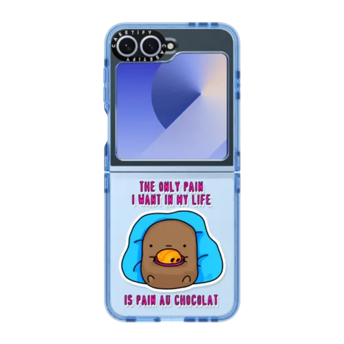 the only pain is pain au chocolate | Galaxy Z Flip6 / Impact Case / Baby Blue | Image 1