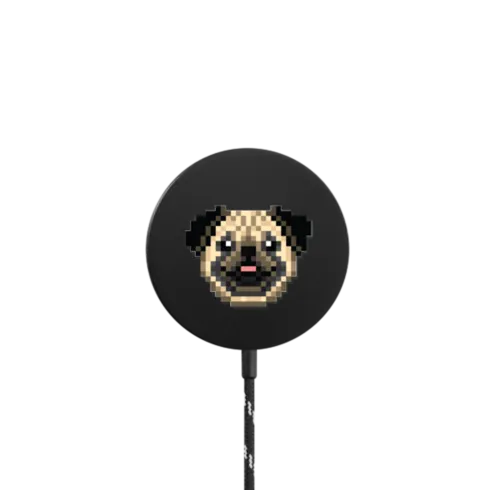 Photogenic Pug |   / PowerThru Magnetic Wireless Charger MagSafe Compatible / Black | Image 1