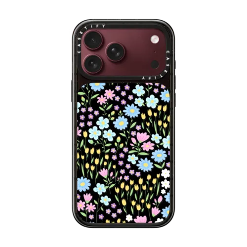 Transparent Pastel Spring Wild Flower Floral Pattern | iPhone 18 Pro Max / Impact Case MagSafe Compatible - Glossy / Glossy Black | Image 1