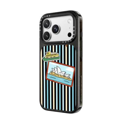 Sydney Stickers and Stripes | iPhone 18 Pro Max / Impact Case MagSafe Compatible - Glossy / Glossy Black | Image 2