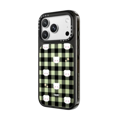 calm green mochi plaid | iPhone 18 Pro Max / Impact Case MagSafe Compatible - Glossy / Glossy Black | Image 2