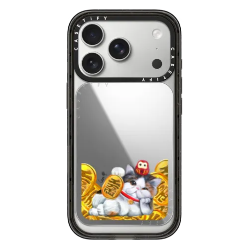 Lucky Gloomie Cat by LeonLollipop | Snappy Cardholder Stand / Snappy Mirror Cardholder Stand MagSafe Compatible / Silver | Image 1