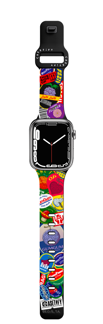 Devil Fruits Label Sticker Watch Band | Apple Watch Series 7-9 (45mm) / Impact Band / Black | Image 1