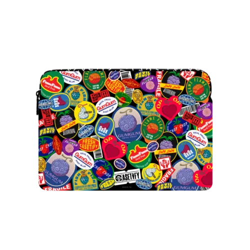 Devil Fruits Label Sticker Laptop Sleeve | Large (16") / Impact Laptop Sleeve / Multicolor | Image 1