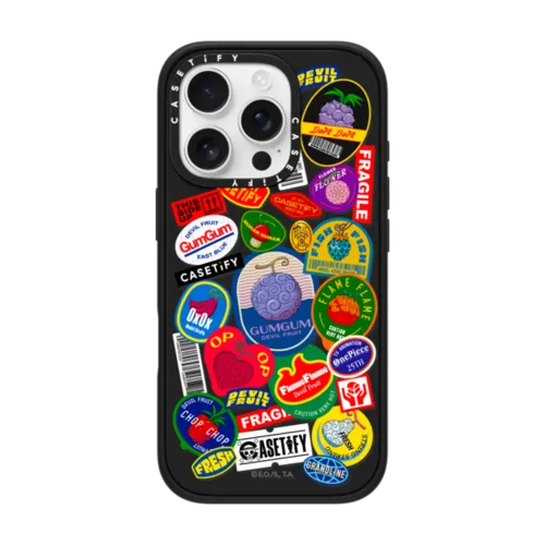 Devil Fruits Label Sticker Case | iPhone 16 Pro / Impact Case MagSafe Compatible / Matte Black | Image 1