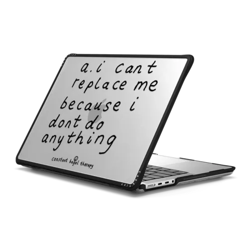 a.i can't replace me because i don't do anything | MacBook Pro 14-inch (M1 - M5) / MacBook Impact Case / Black | Image 1