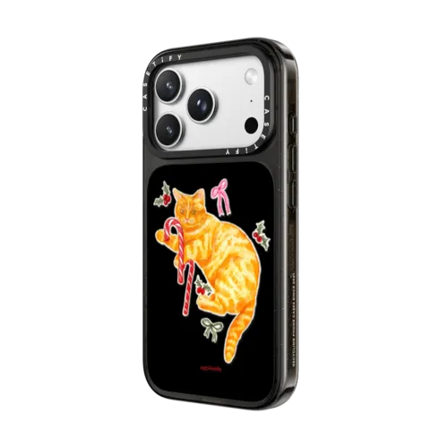 Candy Cane Cat | iPhone 18 Pro Max / Impact Case MagSafe Compatible - Glossy / Glossy Black | Image 2