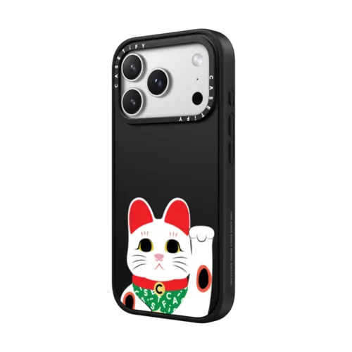 Waving Lucky Cat | iPhone 17 Pro Max / Impact Case MagSafe Compatible / Matte Black | Image 2