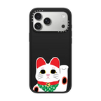 Waving Lucky Cat | iPhone 17 Pro Max / Impact Case MagSafe Compatible / Matte Black | Image 1
