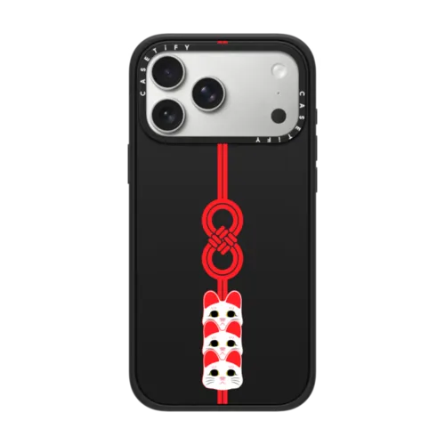 Lucky Knot, Lucky Cat | iPhone 17 Pro Max / Impact Case MagSafe Compatible / Matte Black | Image 1