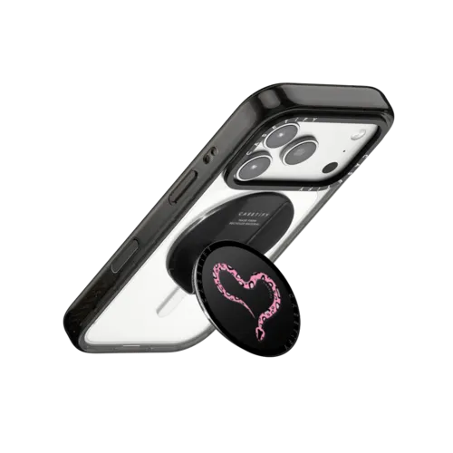 Pink Heart Snake | Snappy Grip Stand / Snappy Grip Stand MagSafe Compatible / Black | Image 3