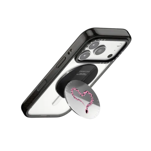 Pink Heart Snake | Snappy Grip Stand / Snappy Mirror Grip Stand MagSafe Compatible / Silver | Image 3