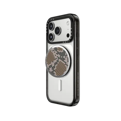 Brown Heart Snake Print | Snappy Grip Stand / Snappy Mirror Grip Stand MagSafe Compatible / Silver | Image 2
