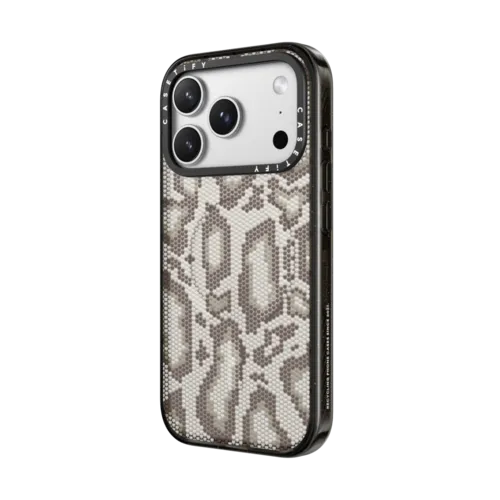 Beige Heart Snake Print | iPhone 17 Pro Max / Impact Case MagSafe Compatible / Black | Image 2