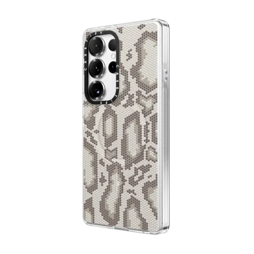 Beige Heart Snake Print | Galaxy S25 Ultra / Impact Clear Magnetic Case / Clear | Image 2