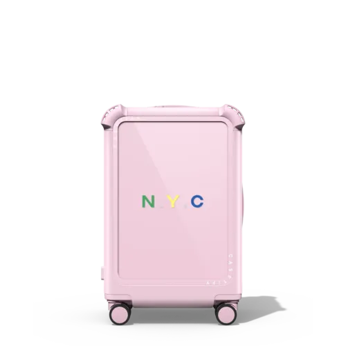 Custom Suitcase | 21" Carry-On Suitcase / Bounce Suitcase / Glossy Primrose Pink | Image 1