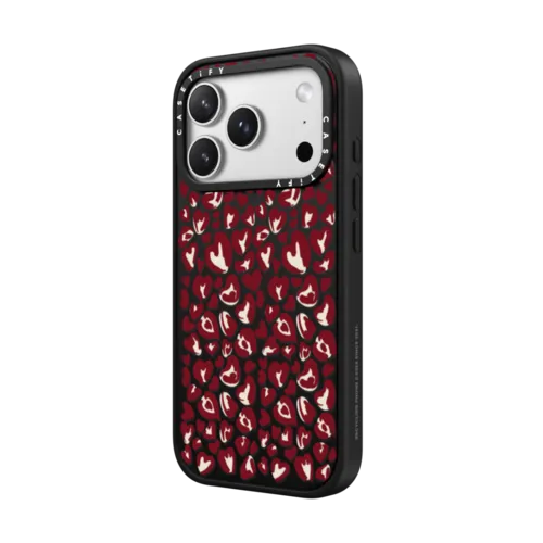 Leopard Love- Red | iPhone 17 Pro Max / Impact Case MagSafe Compatible / Matte Black | Image 2