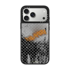 YANGI Metalic Checkered Plate Case | iPhone 17 Pro Max / Mirror Case MagSafe Compatible / Silver on Black | Image 1