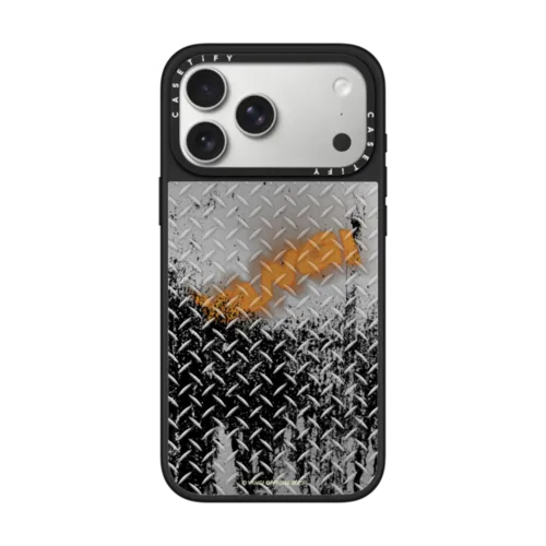 YANGI Metalic Checkered Plate Case | iPhone 17 Pro Max / Mirror Case MagSafe Compatible / Silver on Black | Image 1