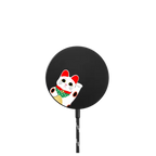 Waving Lucky Cat |   / PowerThru Magnetic Wireless Charger MagSafe Compatible / Black | Image 1