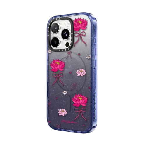 Water Lily Bow | iPhone 16 Pro Max / Impact Case MagSafe Compatible / Glitter Indigo | Image 2