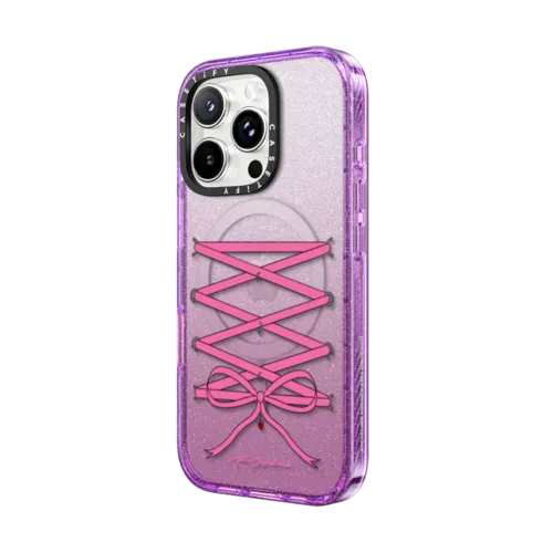 Pierced Corset Bow | iPhone 16 Pro Max / Impact Case MagSafe Compatible / Glitter Purple | Image 2