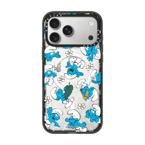The Smurfs Jumbled Pattern Case | iPhone 17 Pro Max / Impact Case MagSafe Compatible / Black | Image 1