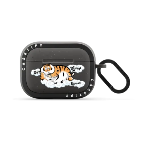 Eat Sleep Repeat Earbuds Case | AirPods Pro 2 / Earbuds Bounce Case / Matte Charcoal | Image 1