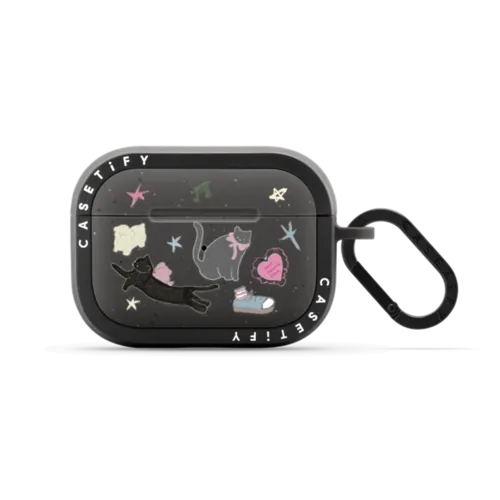 Black Cat's Room Earbuds Case | AirPods Pro 2 / Earbuds Bounce Case / Matte Charcoal | Image 1