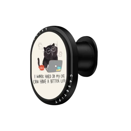 I work hard so my cat can have a better life | PowerThru Wireless Car Charger / PowerThru Wireless Car Charger MagSafe Compatible  / Black | Image 1