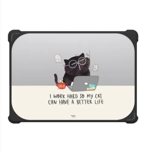 I work hard so my cat can have a better life | MacBook Pro 14-inch (M1 - M5) / MacBook Bounce Case / Black | Image 2