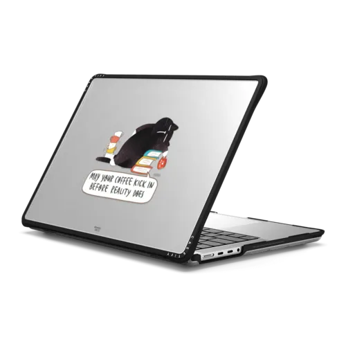 May your coffee kick in before reality does | MacBook Pro 14-inch (M1 - M5) / MacBook Impact Case / Black | Image 1