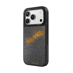 YANGI Metalic Glitch Logo Phone Case | iPhone 17 Pro Max / Mirror Case MagSafe Compatible / Silver on Black | Image 2