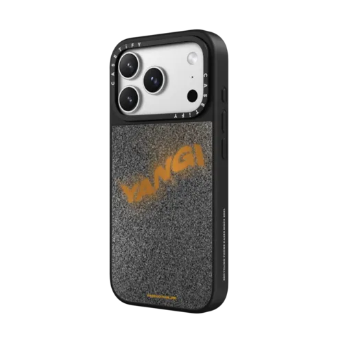 YANGI Metalic Glitch Logo Phone Case | iPhone 17 Pro Max / Mirror Case MagSafe Compatible / Silver on Black | Image 2
