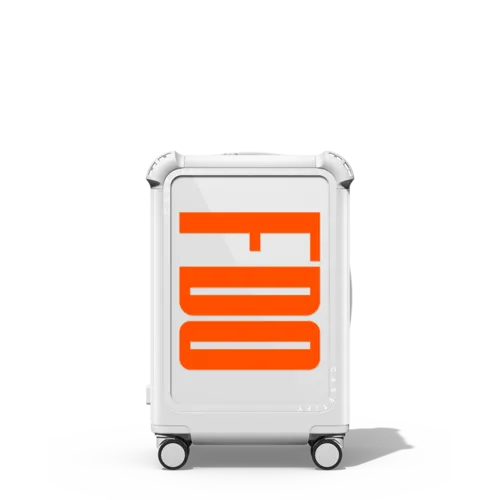 Custom Suitcase | 21" Carry-On Suitcase / Bounce Suitcase / Glossy Cloud White | Image 1