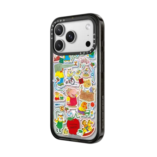 Richard Scarry Busy World Sticker Phone Case | iPhone 17 Pro Max / Impact Case MagSafe Compatible / Black | Image 2