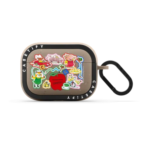 Richard Scarry Busy World Sticker Earbuds Case | AirPods Pro 2 / Earbuds Bounce Case / Matte Taupe | Image 1