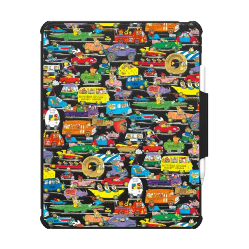 Things That Go Pattern Tablet Case | iPad Pro 13-inch (M4/M5) / iPad Impact Folio Case / Black | Image 1