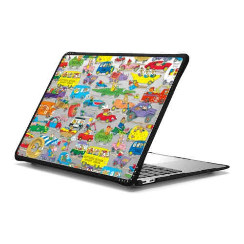 Things That Go Pattern Laptop Case | MacBook Air 13-inch (M1 / Intel) / MacBook Impact Case / Black | Image 1