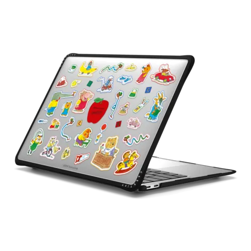 Richard Scarry Busy World Sticker Laptop Case | MacBook Air 13-inch (M1 / Intel) / MacBook Impact Case / Black | Image 1
