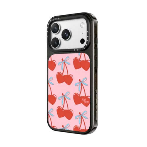 Love Hearts Cherries | iPhone 18 Pro Max / Impact Case MagSafe Compatible - Glossy / Glossy Black | Image 2