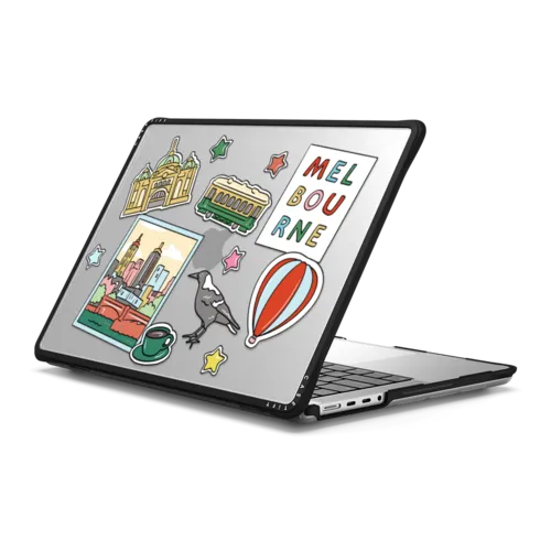 Melbourne Stickers | MacBook Pro 14-inch (M1 - M5) / MacBook Impact Case / Black | Image 1