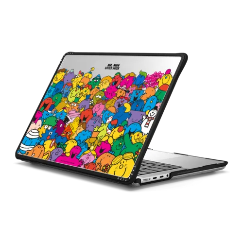 Mr. Men Little Miss Family Laptop Case | MacBook Pro 14-inch (M1 - M5) / MacBook Impact Case / Black | Image 1