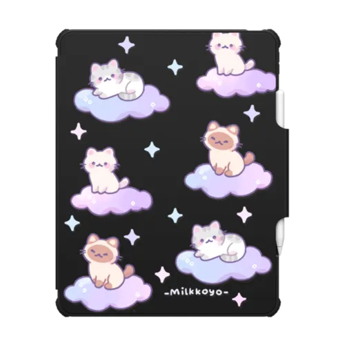 Cloud Kitties Ipad Case | iPad Air 13-inch (M2 - M4) / iPad Impact Folio Case / Black | Image 1